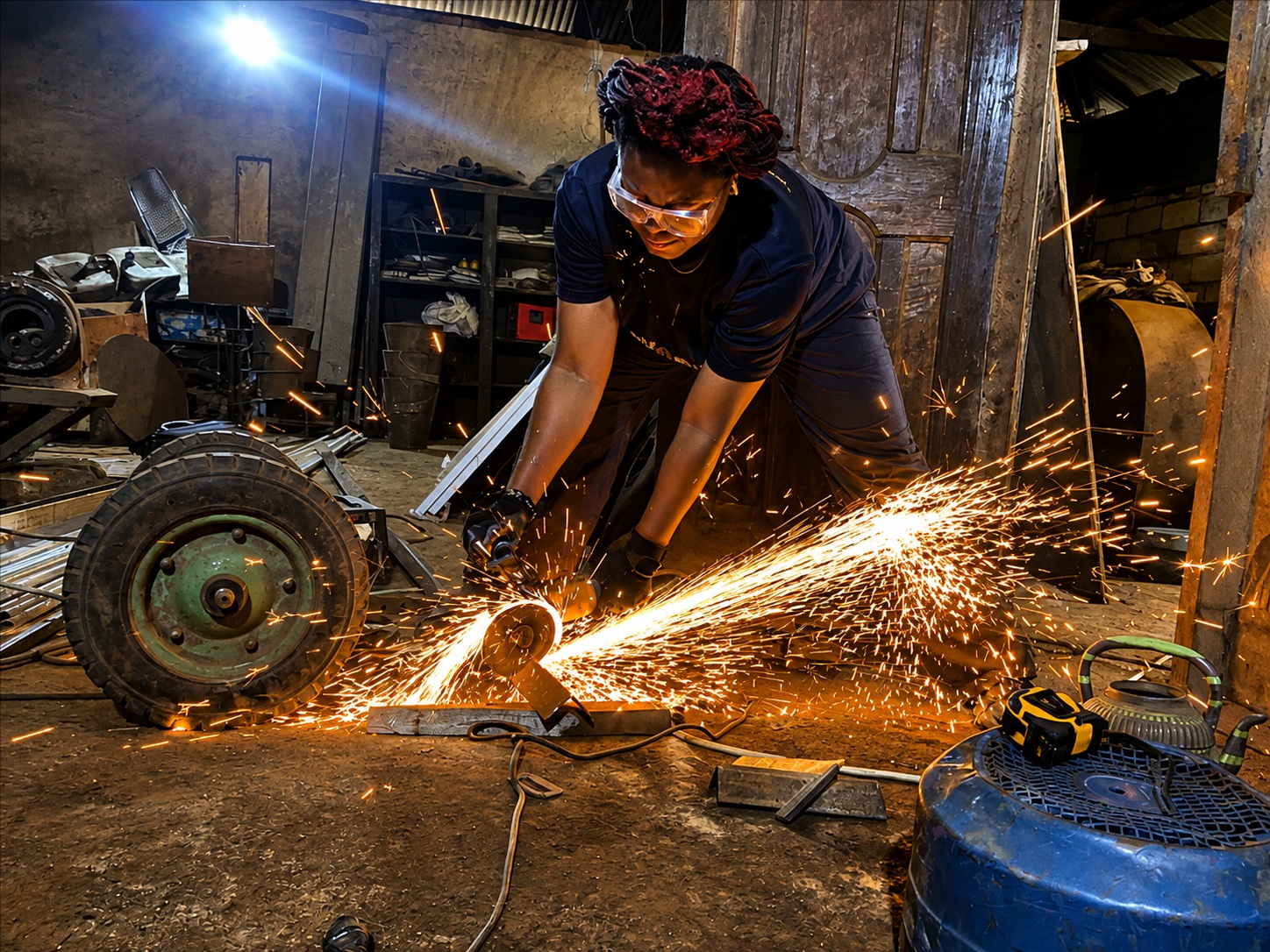Welding machine parts in the Wobil workshop